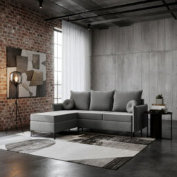 Leon L Living Room Corner Sofa Bed With Dl Mechanism Storage Box Mdf Frame Bonell Springs 213X168X101Cm Light Grey Left - thumbnail 2