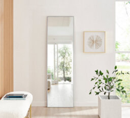 Furniturebox Emma Full Length Extra Large 170X50Cm Silver Framed Rectangular Vertical Living Room Hallway Wall Mirror - thumbnail 2