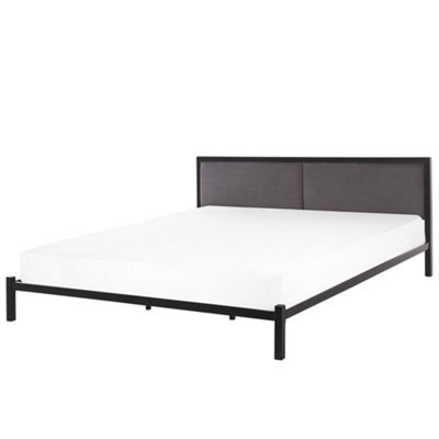 Beliani Bed Metal Clamart 180 X 200 Cm (Eu Super King) Grey - image 1