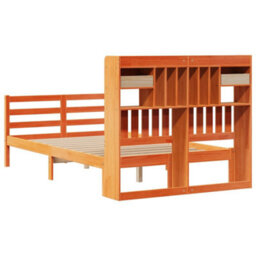 Berkfield Bookcase Bed Without Mattress Wax Brown 135X190 Cm Doouble Solid Wood Pine - thumbnail 6