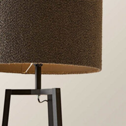Valuelights Hiru Black 3 Tier Shelf Floor Lamp With Charcoal Boucle Shade And Bulb - thumbnail 5