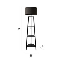 Valuelights Hiru Black 3 Tier Shelf Floor Lamp With Charcoal Boucle Shade And Bulb - thumbnail 9