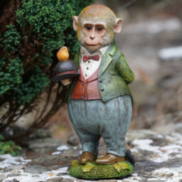Burgess Mr Monkey Resin Sculpture Home Garden Ape Chimp Statue Outdoor Animal Ornament Jungle Animals Gift - thumbnail 2