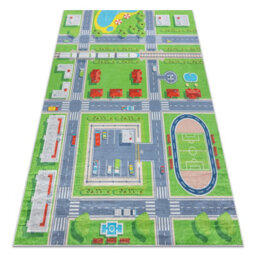 RugsX Bambino 2624 Washing Carpet City, Streets For Children Anti-Slip - Green Grey  140X200 Cm - thumbnail 4