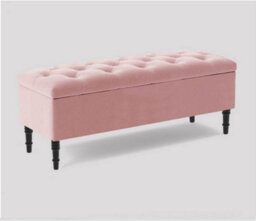 150Cm Swiss Chesterfield Ottoman Storage Bench- Plush Velvet Shoe Bench - Pink Upholstery Footstool With Storage - thumbnail 3