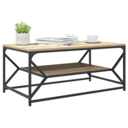 Berkfield Coffee Table With Shelf Sonoma Oak 90X50X40 Cm Engineered Wood - thumbnail 3