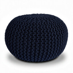 Bravich Navy Blue Chunky Knitted Pouffe Footstool - 50Cm Round - thumbnail 2