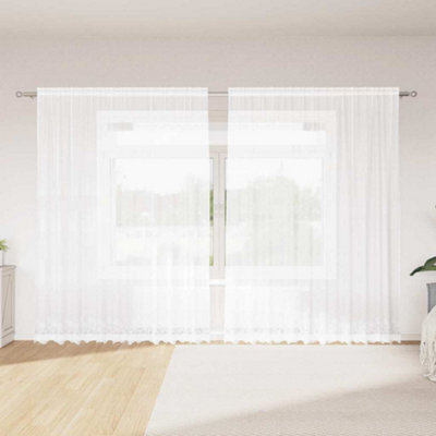 Berkfield Curtains With Curtains Floral White 300 X 245 Cm Polyester - image 1