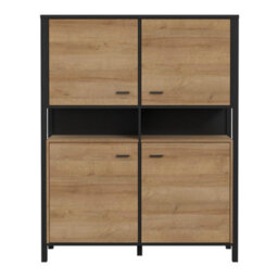 Furniture To Go High Rock Storage Cabinet In Matt Black/riviera Oak - thumbnail 3