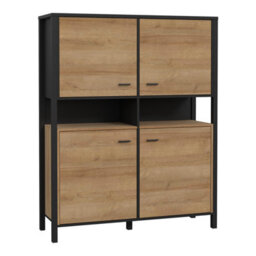 Furniture To Go High Rock Storage Cabinet In Matt Black/riviera Oak - thumbnail 1