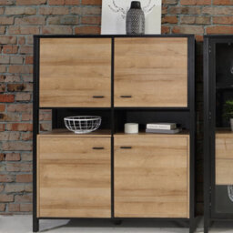 Furniture To Go High Rock Storage Cabinet In Matt Black/riviera Oak - thumbnail 7