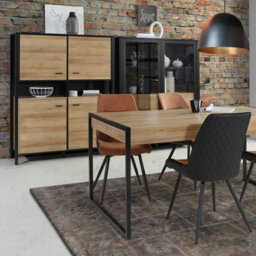 Furniture To Go High Rock Storage Cabinet In Matt Black/riviera Oak - thumbnail 6