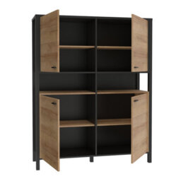 Furniture To Go High Rock Storage Cabinet In Matt Black/riviera Oak - thumbnail 4