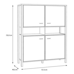 Furniture To Go High Rock Storage Cabinet In Matt Black/riviera Oak - thumbnail 8