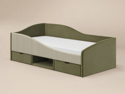 Flair Aubrey Olive Green Velvet Storage Low Sleeper Bed With Beige Cord - thumbnail 4