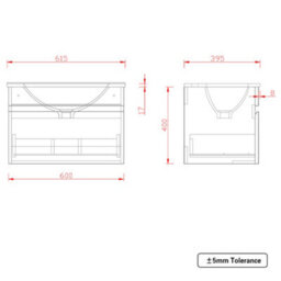 Sundaze 600mm Gloss White Wall Hung Vanity Sink Unit Bathroom Drawer Furniture - thumbnail 4