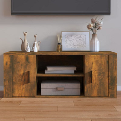 Berkfield Tv Cabinet Smoked Oak 100X35X40 Cm Engineered Wood - image 1