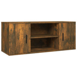 Berkfield Tv Cabinet Smoked Oak 100X35X40 Cm Engineered Wood - thumbnail 2