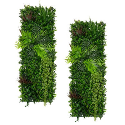 MonsterShop 2Pcs Artificial Plant Wall Panel 50 X 150Cm Alina Living Foliage Greenery Tiles Indoor Outdoor Weather & Uv Resistant - image 1