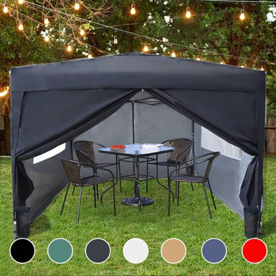 Birchtree Waterproof 3M X 3M Heavy Duty Pop Up Gazebo Marquee Garden Awning Party Tent Canopy 600D Polyester Steel Frame Black - image 1