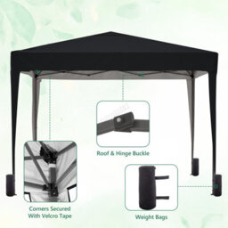 Birchtree Waterproof 3M X 3M Heavy Duty Pop Up Gazebo Marquee Garden Awning Party Tent Canopy 600D Polyester Steel Frame Black - thumbnail 6