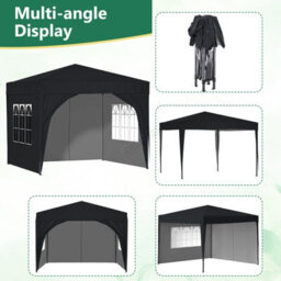 Birchtree Waterproof 3M X 3M Heavy Duty Pop Up Gazebo Marquee Garden Awning Party Tent Canopy 600D Polyester Steel Frame Black - thumbnail 7