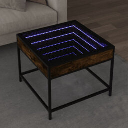Berkfield Coffee Table With Infinity Led Smoked Oak 50X50X41 Cm - thumbnail 1