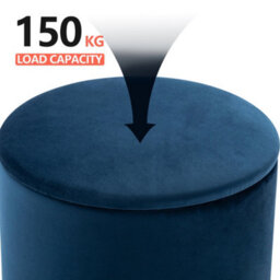Hnnhome 37Cm Round Dark Blue Velvet Ottoman Storage Box With Lid,pouffe Seat Chair,bedroom Dressing Stool With Gold Plating Base - thumbnail 8