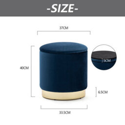 Hnnhome 37Cm Round Dark Blue Velvet Ottoman Storage Box With Lid,pouffe Seat Chair,bedroom Dressing Stool With Gold Plating Base - thumbnail 3
