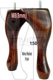 L&F Queen Anne Wooden Legs Dark Walnut Wash 150mm High Set Of 4 Replacement Furniture Feet Chairs Sofas Footstools M8 (8mm) - thumbnail 1