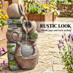 Outsunny Outdoor Fountain With Led Lights, 4-Tier Garden Fountain - thumbnail 4