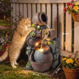 Outsunny Outdoor Fountain With Led Lights, 4-Tier Garden Fountain - thumbnail 3