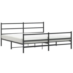 Berkfield Metal Bed Frame Without Mattress With Footboard Black 183X213Cm - thumbnail 2