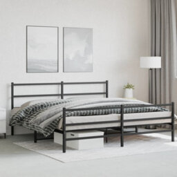 Berkfield Metal Bed Frame Without Mattress With Footboard Black 183X213Cm - thumbnail 4