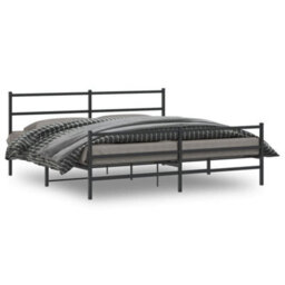 Berkfield Metal Bed Frame Without Mattress With Footboard Black 183X213Cm - thumbnail 1