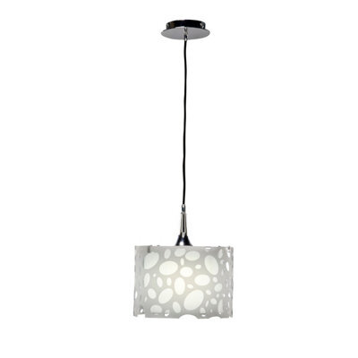 Luminosa Lighting Luminosa Lupin Pendant 1 Light E27, Gloss White/polished Chrome - image 1