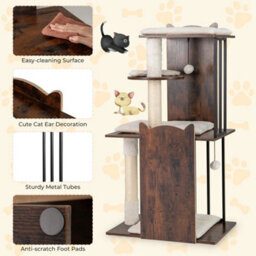 112Cm Tall Modern Cat Tree Indoor Activity Tower For Cats - thumbnail 5