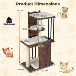 112Cm Tall Modern Cat Tree Indoor Activity Tower For Cats - thumbnail 2