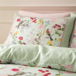 Rhs Birds In Bloom Duvet Cover Set Bedding Set With Pillowcases Green Double - thumbnail 3