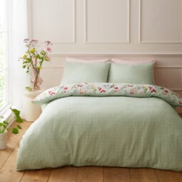 Rhs Birds In Bloom Duvet Cover Set Bedding Set With Pillowcases Green Double - thumbnail 2