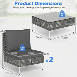 Gainoom 3 Pieces Pe Wicker Rattan Black Bistro Table And Chairs Set Outdoor Patio Furniture Set - thumbnail 2