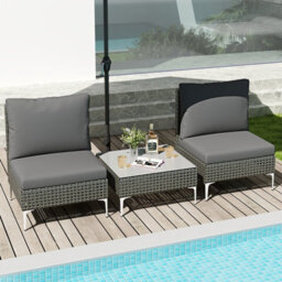 Gainoom 3 Pieces Pe Wicker Rattan Black Bistro Table And Chairs Set Outdoor Patio Furniture Set - thumbnail 3