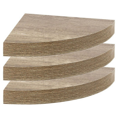 Urbn-Living Urbnliving Height 25Cm Set Of 3 Floating Anthracite Oak Wooden Wall Mount Corner Shelves Mdf Shelf Display For Books And Storage - image 1