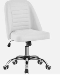 Office Chair Armless Computer Chair Faux Leather Mid Back Rolling Chair White