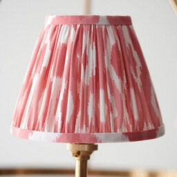 Luminosa Lighting Luminosa Chester Brushed Aged Brass Plate Pendant Light With Coral Pink Fabric Ikat Shade 16Cm 3X B22 - thumbnail 5
