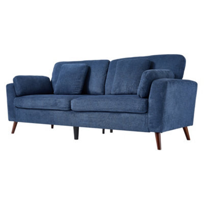 Living And Home 2-Seater Blue Chenille Upholstered Sofa With Pillows - image 1