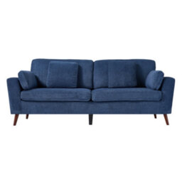 Living And Home 2-Seater Blue Chenille Upholstered Sofa With Pillows - thumbnail 2