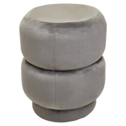 Premier Housewares Interiors By Premier Grey Velvet Round Footstool, Round Stool With Tufted Details, Pouffee With Decorative Round Design - thumbnail 3