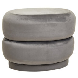 Premier Housewares Interiors By Premier Grey Velvet Round Footstool, Round Stool With Tufted Details, Pouffee With Decorative Round Design - thumbnail 2