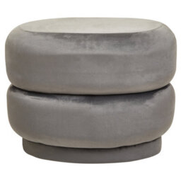 Premier Housewares Interiors By Premier Grey Velvet Round Footstool, Round Stool With Tufted Details, Pouffee With Decorative Round Design - thumbnail 1